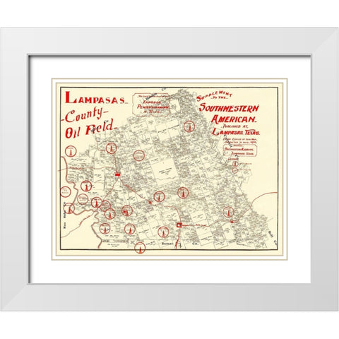 Lampasas County Oil Field Texas - 1920 White Modern Wood Framed Art Print with Double Matting by Unknown