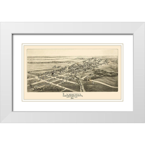 Ladonia Texas - Fowler 1891 White Modern Wood Framed Art Print with Double Matting by Fowler