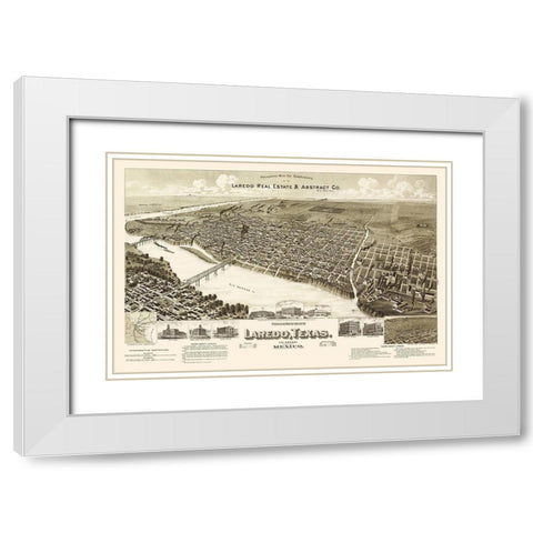 Laredo Texas - American Pub Co 1892 White Modern Wood Framed Art Print with Double Matting by American Pub Co