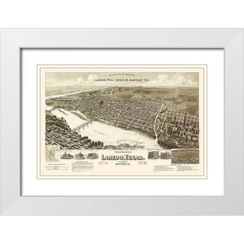 Laredo Texas - American Pub Co 1892 White Modern Wood Framed Art Print with Double Matting by American Pub Co