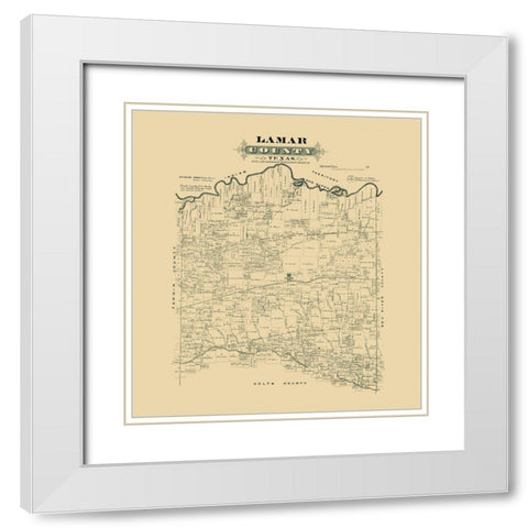 Lamar County Texas -1870 White Modern Wood Framed Art Print with Double Matting by Unknown