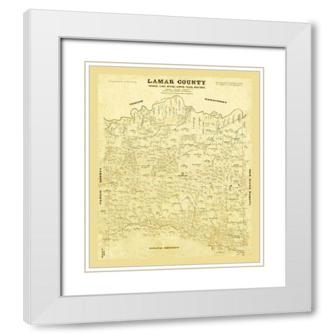 Lamar County Texas - Lucas 1873 White Modern Wood Framed Art Print with Double Matting by Lucas