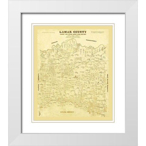 Lamar County Texas - Lucas 1873 White Modern Wood Framed Art Print with Double Matting by Lucas