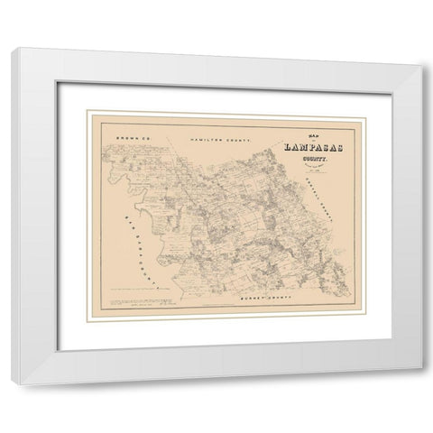 Lampasas County Texas - Walsh 1879 White Modern Wood Framed Art Print with Double Matting by Walsh