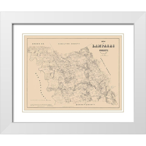 Lampasas County Texas - Walsh 1879 White Modern Wood Framed Art Print with Double Matting by Walsh