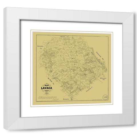 Lavaca County Texas - Walsh 1879 White Modern Wood Framed Art Print with Double Matting by Walsh