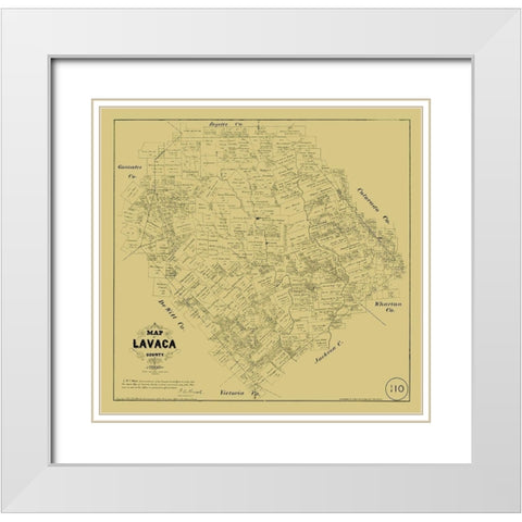 Lavaca County Texas - Walsh 1879 White Modern Wood Framed Art Print with Double Matting by Walsh