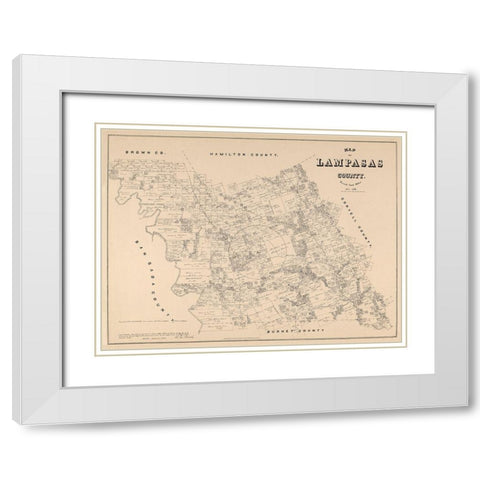 Lampasas County Texas - Walsh 1879 White Modern Wood Framed Art Print with Double Matting by Walsh
