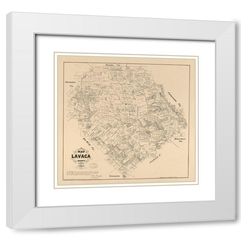 Lavaca County Texas - Walsh 1879 White Modern Wood Framed Art Print with Double Matting by Walsh