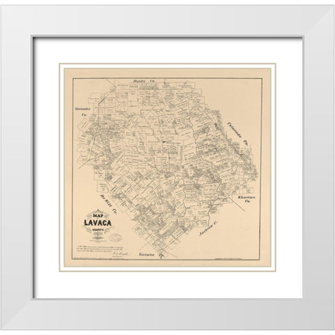 Lavaca County Texas - Walsh 1879 White Modern Wood Framed Art Print with Double Matting by Walsh
