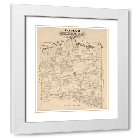 Lamar County Texas - Gast 1870 White Modern Wood Framed Art Print with Double Matting by Gast