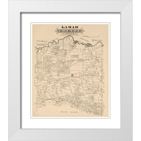 Lamar County Texas - Gast 1870 White Modern Wood Framed Art Print with Double Matting by Gast