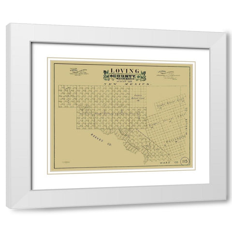Loving County Texas - Hall 1889 White Modern Wood Framed Art Print with Double Matting by Hall
