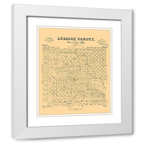 Lubbock County Texas - McGaughey 1892 White Modern Wood Framed Art Print with Double Matting by McGaughey