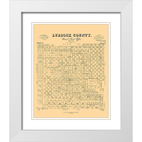 Lubbock County Texas - McGaughey 1892 White Modern Wood Framed Art Print with Double Matting by McGaughey