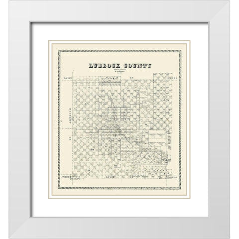 Lubbock County Texas - Stakemann 1879 White Modern Wood Framed Art Print with Double Matting by Stakemann