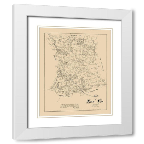Lee County Texas - Walsh 1879 White Modern Wood Framed Art Print with Double Matting by Walsh