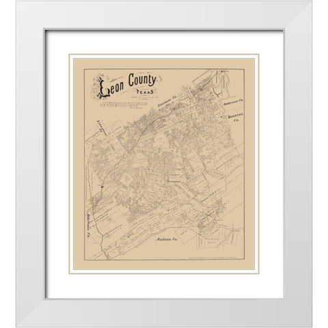 Leon County Texas - Walsh 1879 White Modern Wood Framed Art Print with Double Matting by Walsh