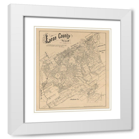 Leon County Texas - Walsh 1879 White Modern Wood Framed Art Print with Double Matting by Walsh