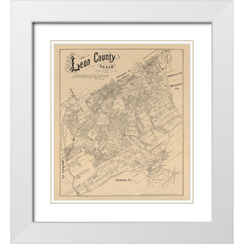 Leon County Texas - Walsh 1879 White Modern Wood Framed Art Print with Double Matting by Walsh