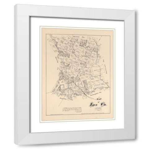 Lee County Texas - Walsh 1879 White Modern Wood Framed Art Print with Double Matting by Walsh
