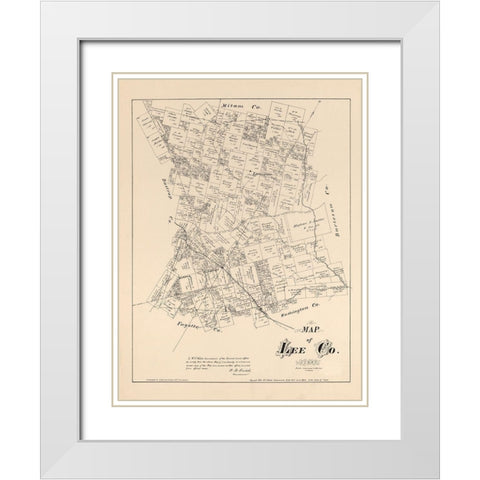 Lee County Texas - Walsh 1879 White Modern Wood Framed Art Print with Double Matting by Walsh