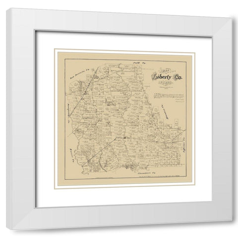 Liberty County Texas - Walsh 1879 White Modern Wood Framed Art Print with Double Matting by Walsh