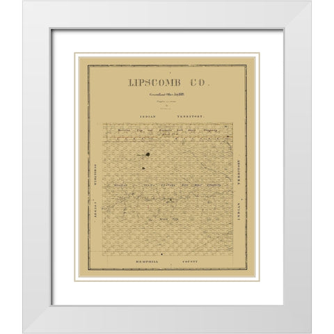 Lipscomb County Texas - Beaumont 1889 White Modern Wood Framed Art Print with Double Matting by Beaumont