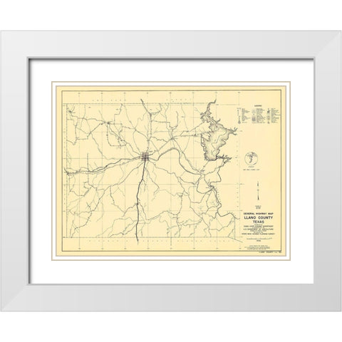 Llano Texas - Highway Dept 1936 White Modern Wood Framed Art Print with Double Matting by Highway Dept