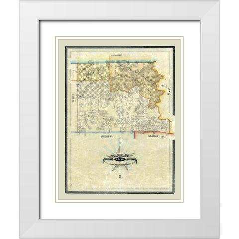 Llano County Texas - Arlitt 1859 White Modern Wood Framed Art Print with Double Matting by Arlitt