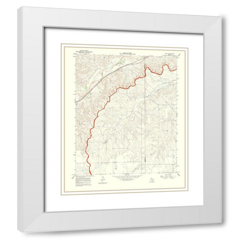 Lora Texas Quad - USGS 1970 White Modern Wood Framed Art Print with Double Matting by USGS