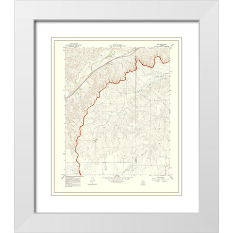 Lora Texas Quad - USGS 1970 White Modern Wood Framed Art Print with Double Matting by USGS