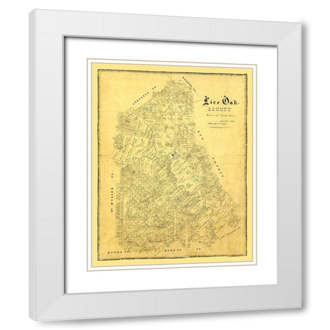 Live Oak County Texas -1879 White Modern Wood Framed Art Print with Double Matting by Unknown
