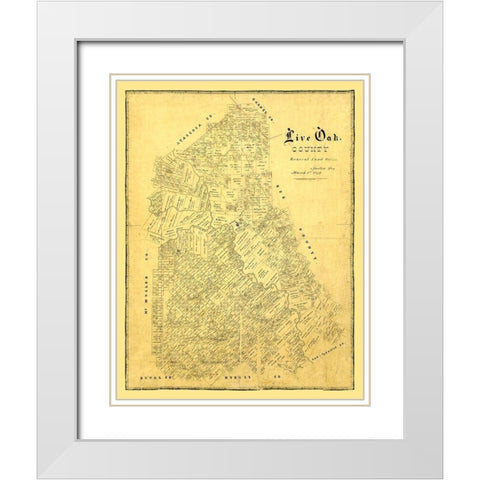 Live Oak County Texas -1879 White Modern Wood Framed Art Print with Double Matting by Unknown