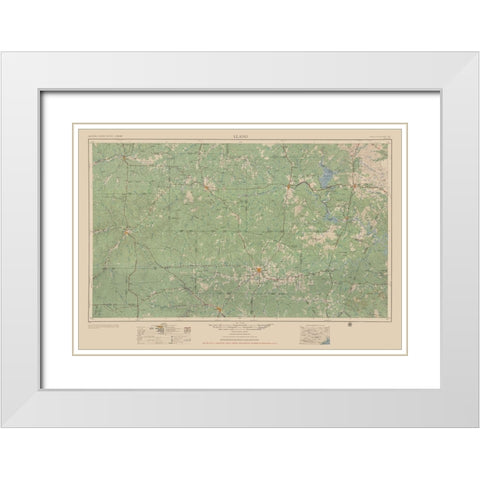 Llano Texas Quad - USGS 1954 White Modern Wood Framed Art Print with Double Matting by USGS