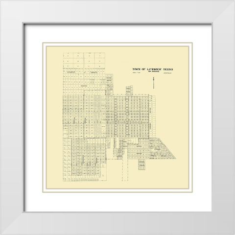 Lubbock Texas - Metcalfe 1920 White Modern Wood Framed Art Print with Double Matting by Metcalfe