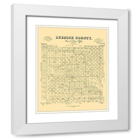 Lubbock County Texas - McGauhey 1892 White Modern Wood Framed Art Print with Double Matting by McGaughey