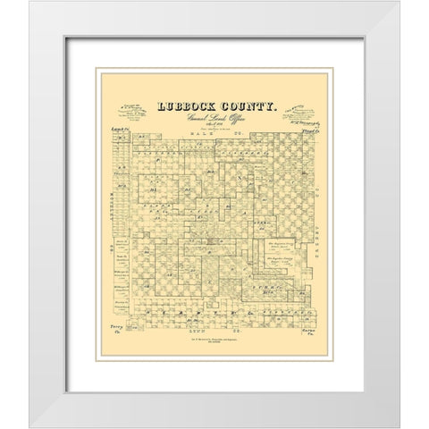 Lubbock County Texas - McGauhey 1892 White Modern Wood Framed Art Print with Double Matting by McGaughey