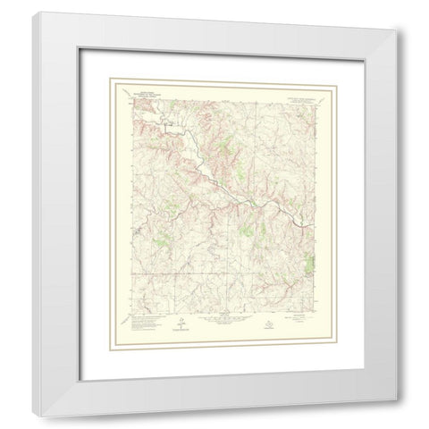 Little Wolf Creek Texas Quad - USGS 1967 White Modern Wood Framed Art Print with Double Matting by USGS