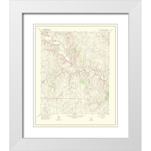 Little Wolf Creek Texas Quad - USGS 1967 White Modern Wood Framed Art Print with Double Matting by USGS