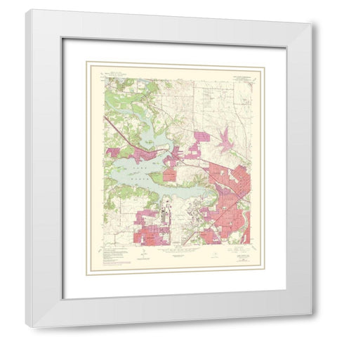 Lake Worth Texas Quad - USGS 1969 White Modern Wood Framed Art Print with Double Matting by USGS