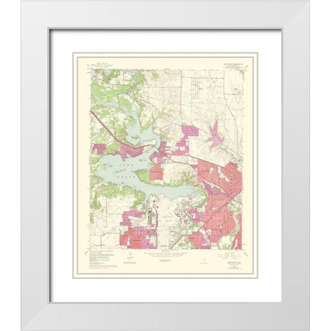 Lake Worth Texas Quad - USGS 1969 White Modern Wood Framed Art Print with Double Matting by USGS