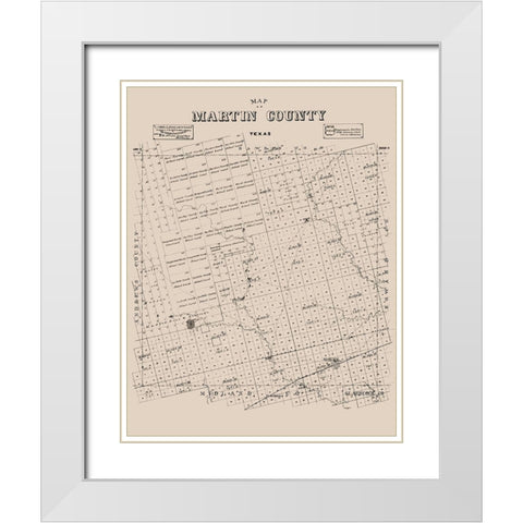 Martin County Texas - Ackerman 1894 White Modern Wood Framed Art Print with Double Matting by Ackerman