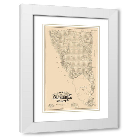 Maverick County Texas - McGaughey 1893 White Modern Wood Framed Art Print with Double Matting by McGaughey