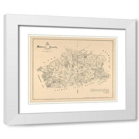 Madison County Texas - Walsh 1879 White Modern Wood Framed Art Print with Double Matting by Walsh