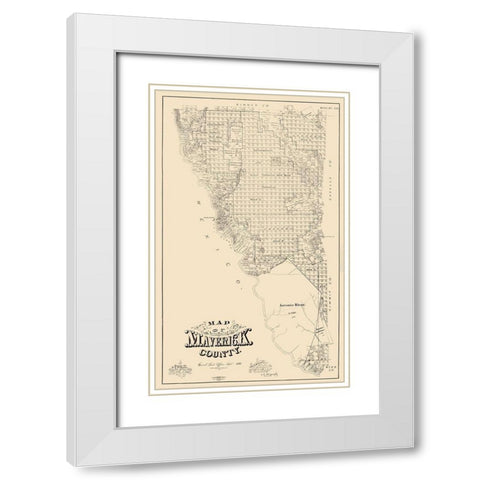 Maverick County Texas - McGaughey 1893 White Modern Wood Framed Art Print with Double Matting by McGaughey