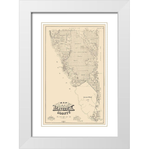Maverick County Texas - McGaughey 1893 White Modern Wood Framed Art Print with Double Matting by McGaughey