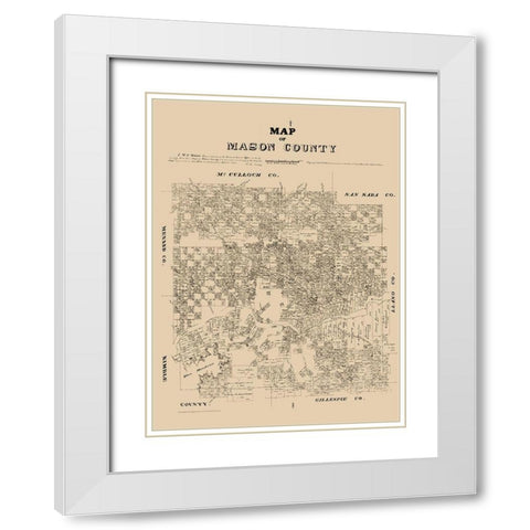 Mason County Texas - Walsh 1879 White Modern Wood Framed Art Print with Double Matting by Walsh