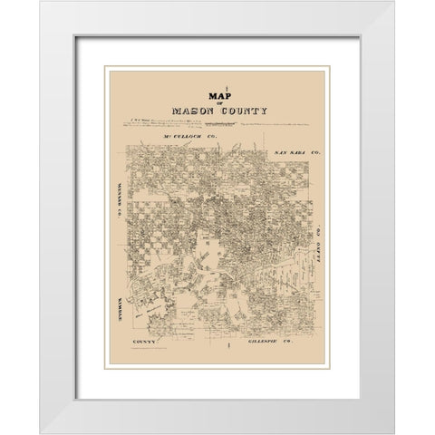 Mason County Texas - Walsh 1879 White Modern Wood Framed Art Print with Double Matting by Walsh