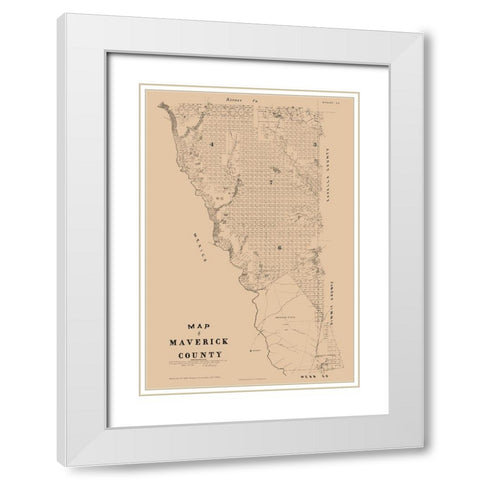 Marverick County Texas - Walsh 1897 White Modern Wood Framed Art Print with Double Matting by Walsh